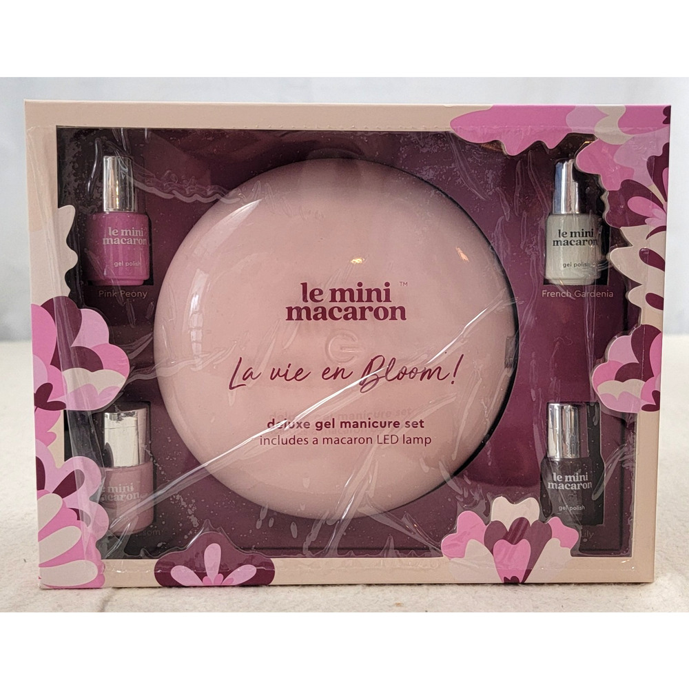 New Le Mini Macaron Deluxe Gel Manicure Set w/ Maxi LED Lamp La Vie en Bloom
